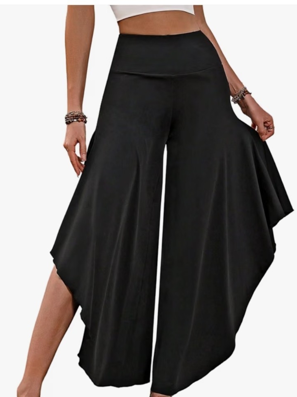 Flowy Wide-Leg Palazzo Pants - Black